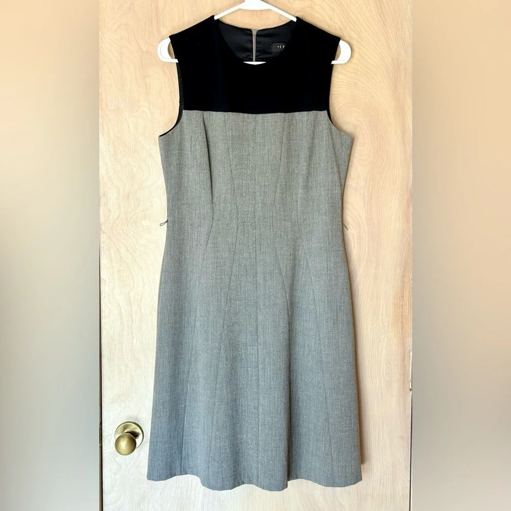 Iris Setlakwe Two-Tone Sheath Dress Black Gray Sleeveless Fitted Classic Size 8 - Picture 1 of 11